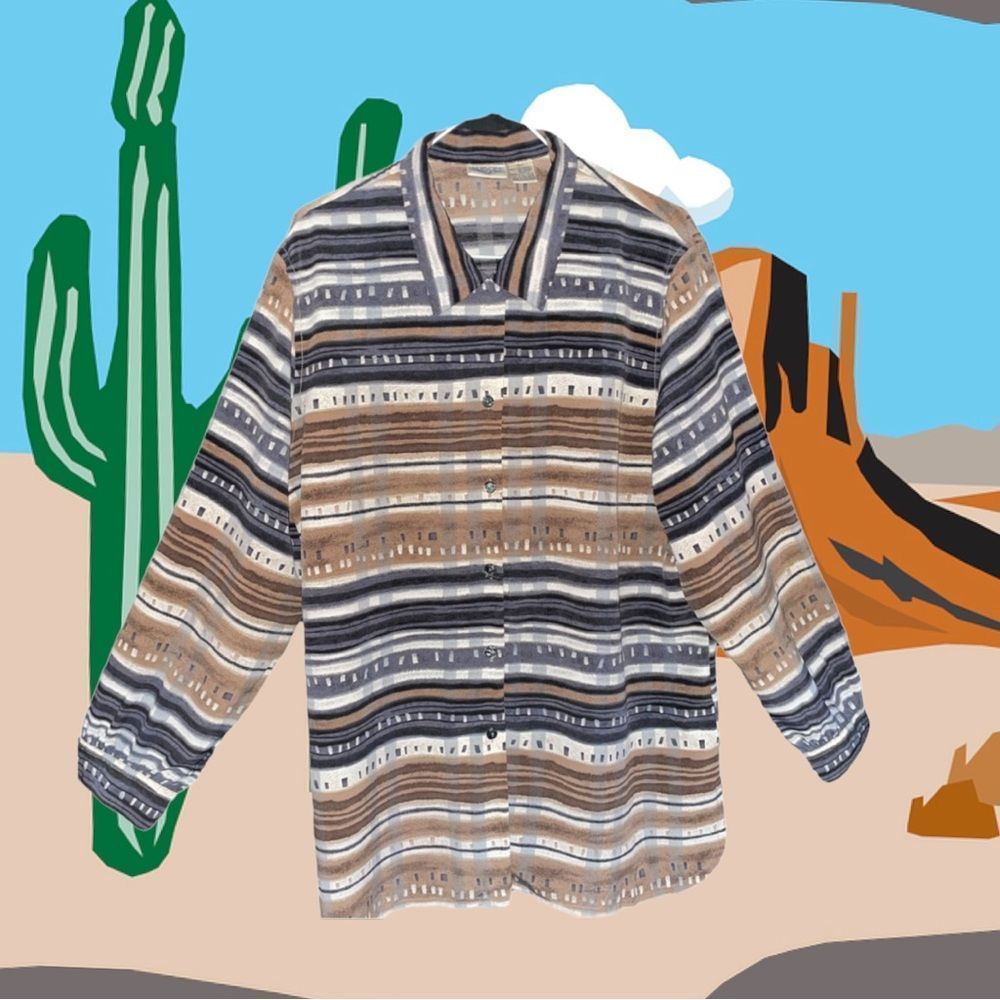 Southwest/western print in desert colors.